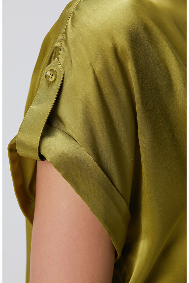 Yağ Yeşili Viskon Bluz - 6