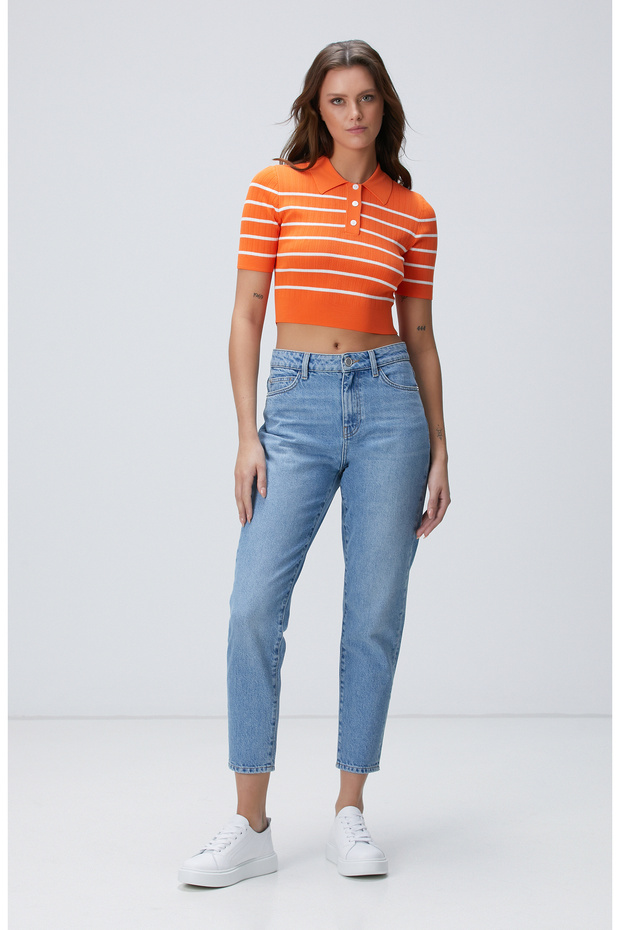 Açık İndigo Denim Pantolon - 1