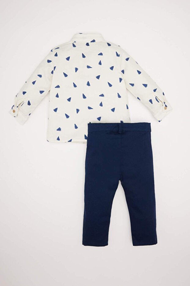 Yılbaşı Temalı Gömlek Üst Pantolon Alt 2'li Ekru Erkek Bebek Alt-Üst Takım D5425A5/ER118 - 4