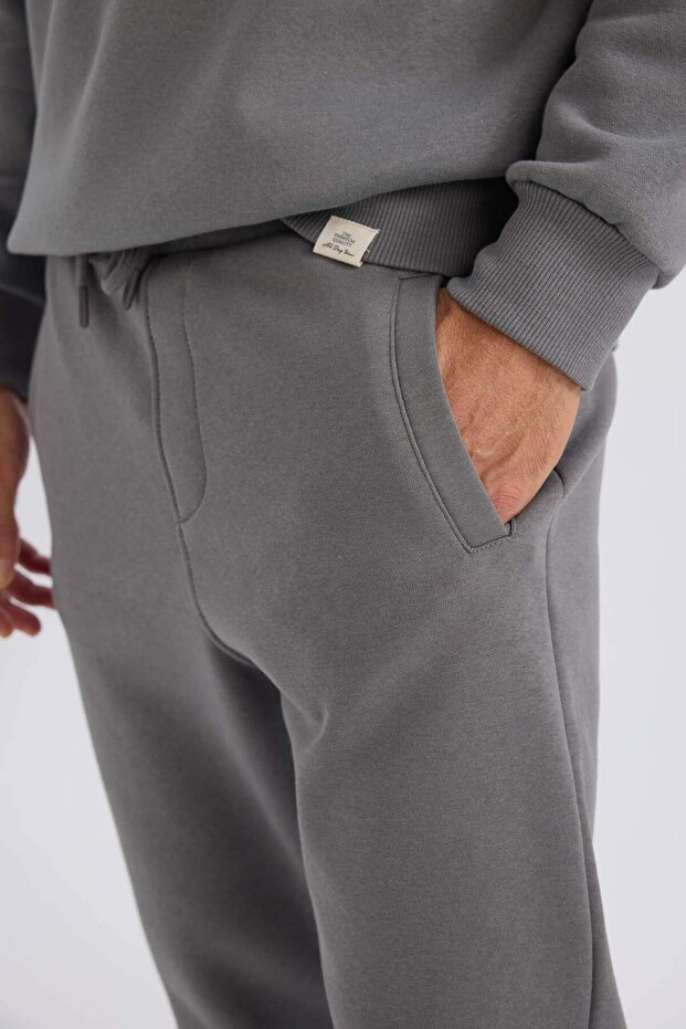Jogger Eşofman Altı Standart Fit Basic Düz Beli Bağcıklı Lastikli Paça Cepli A6468AX24AU - 6