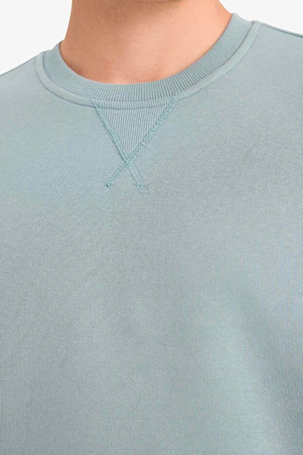 Regular Fit Bisiklet Yaka Kalın Basic Düz Sweatshirt T3777AZ24AU - 5