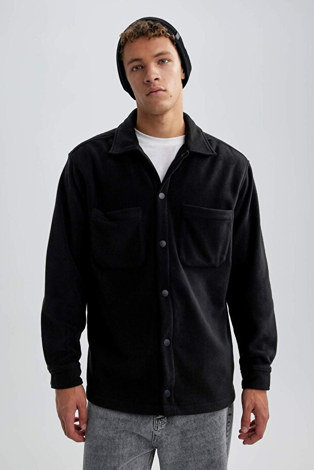 Relax Fit Polar Uzun Kollu Siyah Gömlek A4782AX24WN - 4