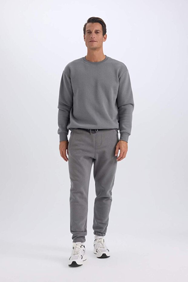 Jogger Eşofman Altı Standart Fit Basic Düz Beli Bağcıklı Lastikli Paça Cepli A6468AX24AU - 4