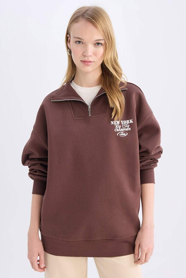 Coool Oversize Wide Fit Basic Plain Sweatshirt E2433Ax24Wn - 1