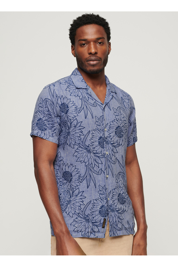 Normal Çok Renkli Desenli Erkek Gömlek M4010810A1WB_OPEN COLLAR PRINT LINE - 2