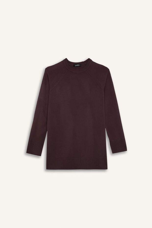 Regular Fit Bisiklet Yaka Basic Düz Triko Kazak Tunik C4474AX24AU - 7