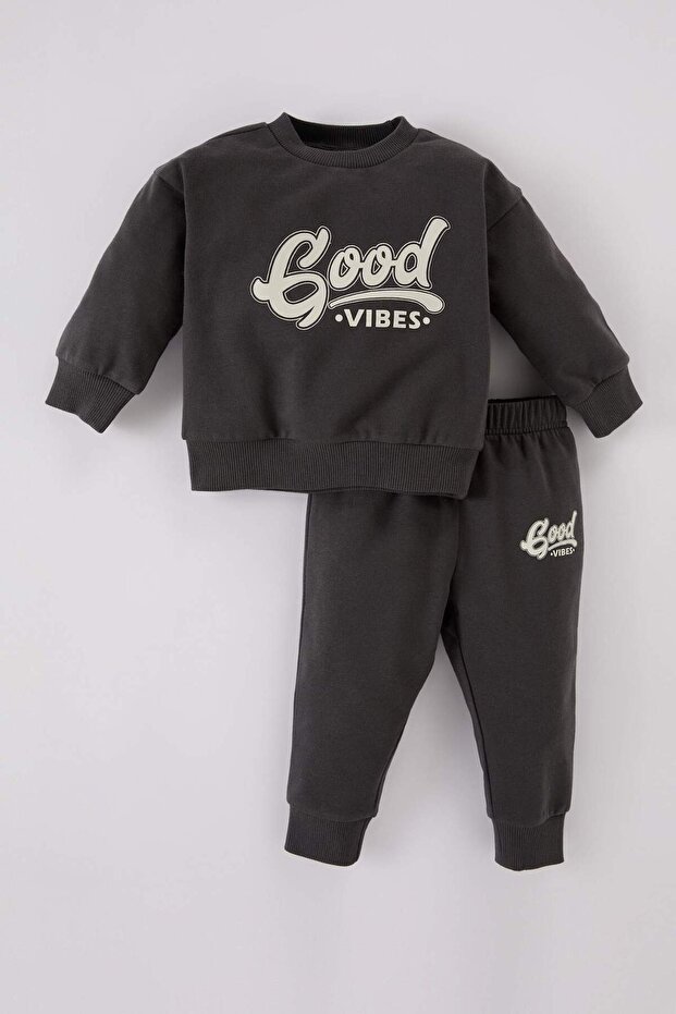 Baby Boy 2 Piece Set Crew Neck Printed Sweatshirt Elastic Waist Sweatpants D0724A524Wn