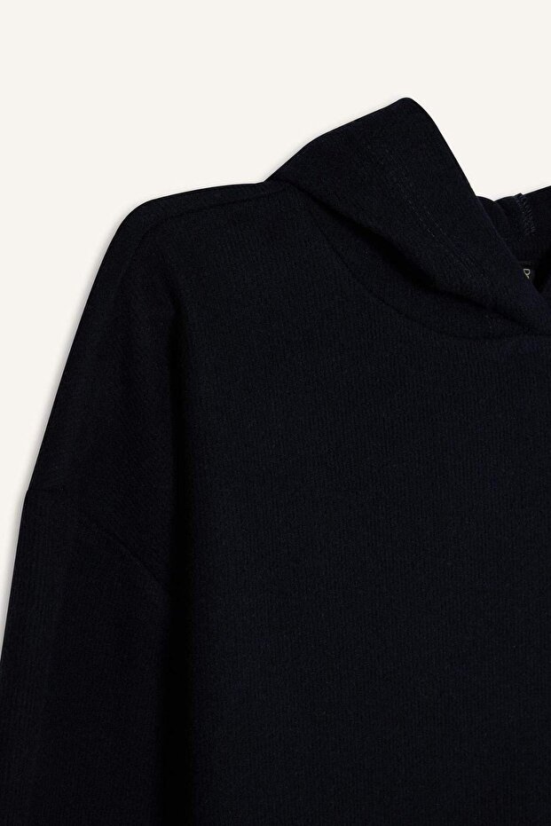 Relax Fit Kapüşonlu Basic Düz Sweatshirt E1995AX24WN - 8