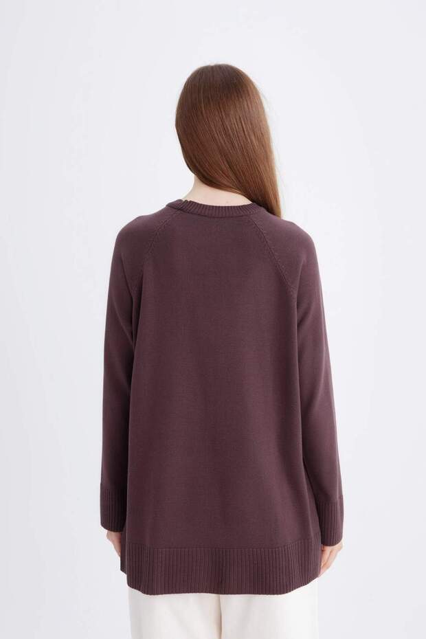 Regular Fit Bisiklet Yaka Basic Düz Triko Kazak Tunik C4474AX24AU - 6