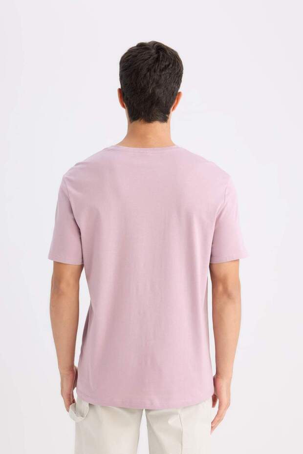 %100 Pamuk New Regular Fit Bisiklet Yaka Basic Düz Kısa Kollu Tişört E1091AXNS - 6