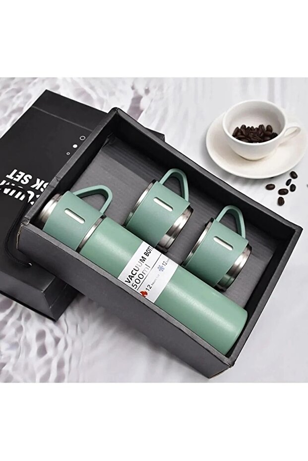 Vacuum Thermos Stainless Steel 500 ml Hot-cold Thermos Set with 3 Cups