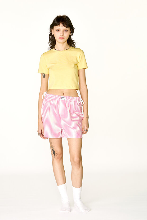 Cats Pink Striped Boxer Shorts
