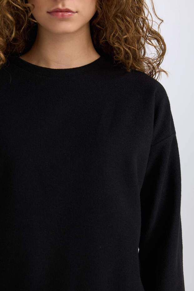 2-Piece Set Basic Plain Crew Neck Top Flexible Waist Long Bottom E3841Axns - 5