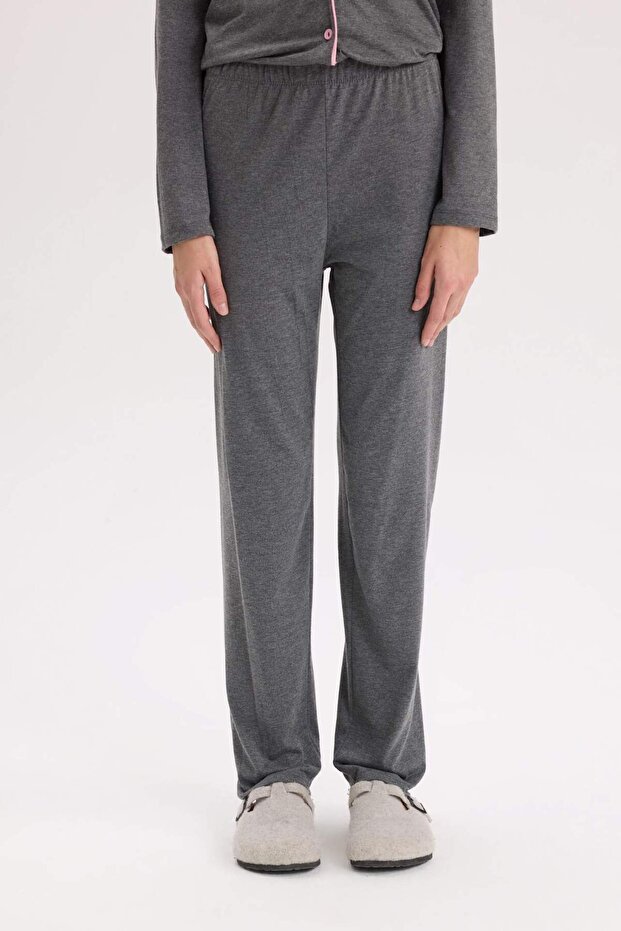 Pijama Takımı Regular Fit Uzun Kollu Üst Uzun Alt-Fall in Love E2246AXNS - 8