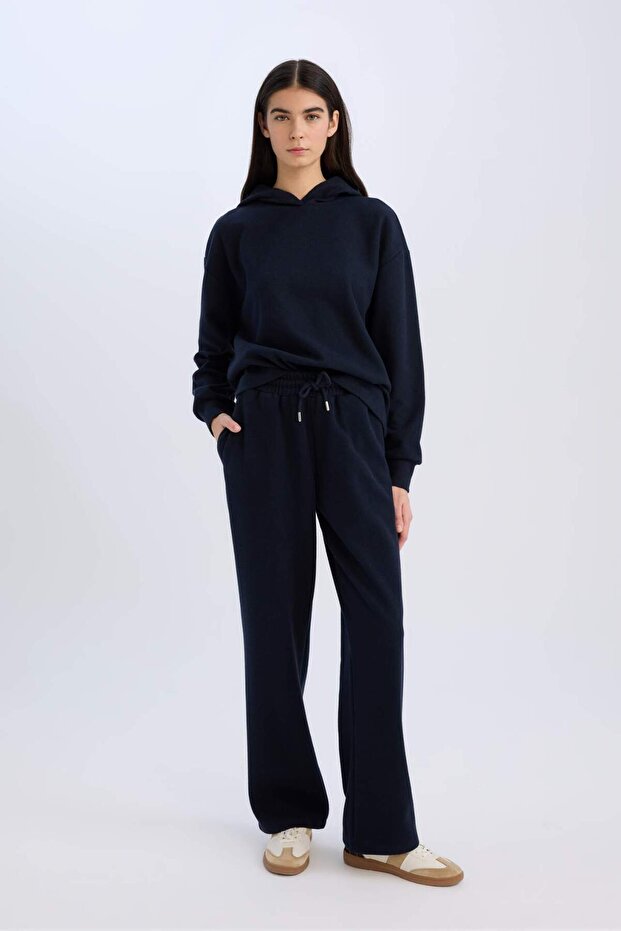 Relax Fit Kapüşonlu Basic Düz Sweatshirt E1995AX24WN - 2