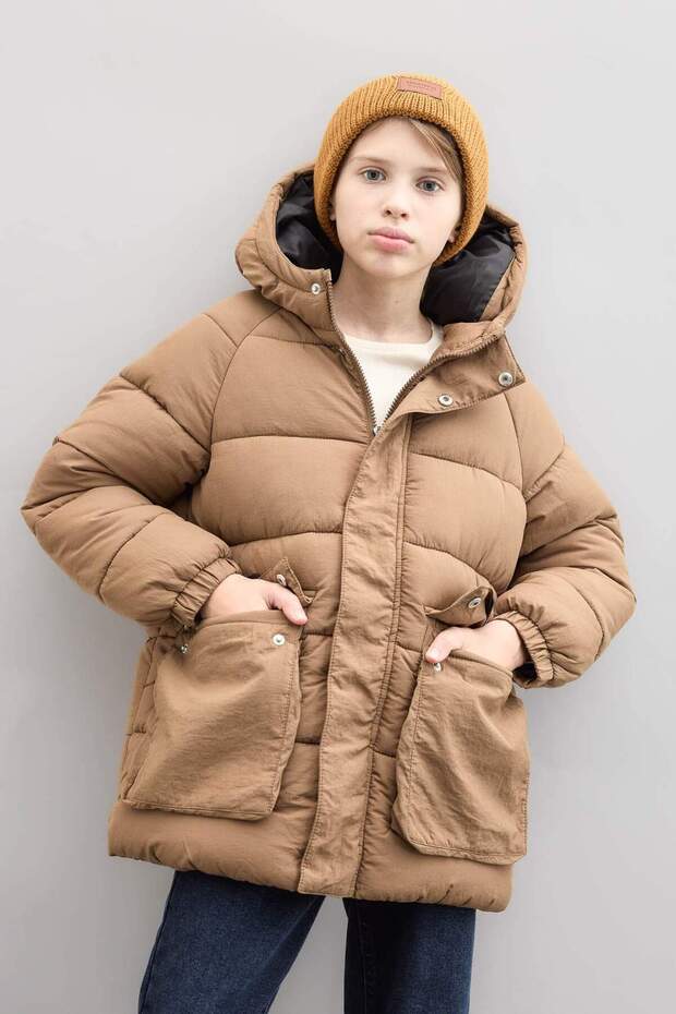 Regular Fit Long Sleeve Waterproof Hooded Inflatable Coat with Zipper and Snap Pocket for Boys C8805A8