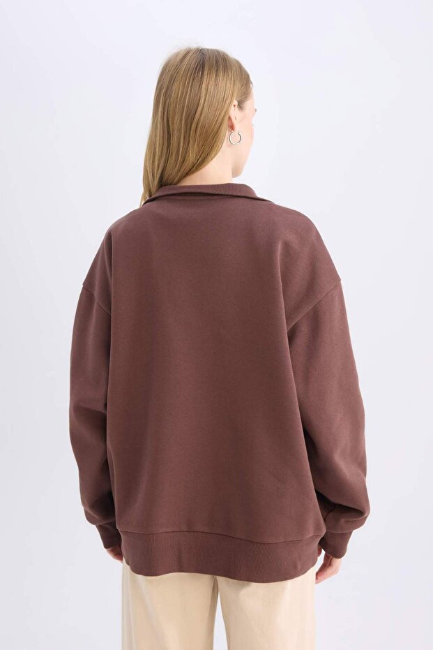 Coool Oversize Wide Fit Basic Plain Sweatshirt E2433Ax24Wn - 6