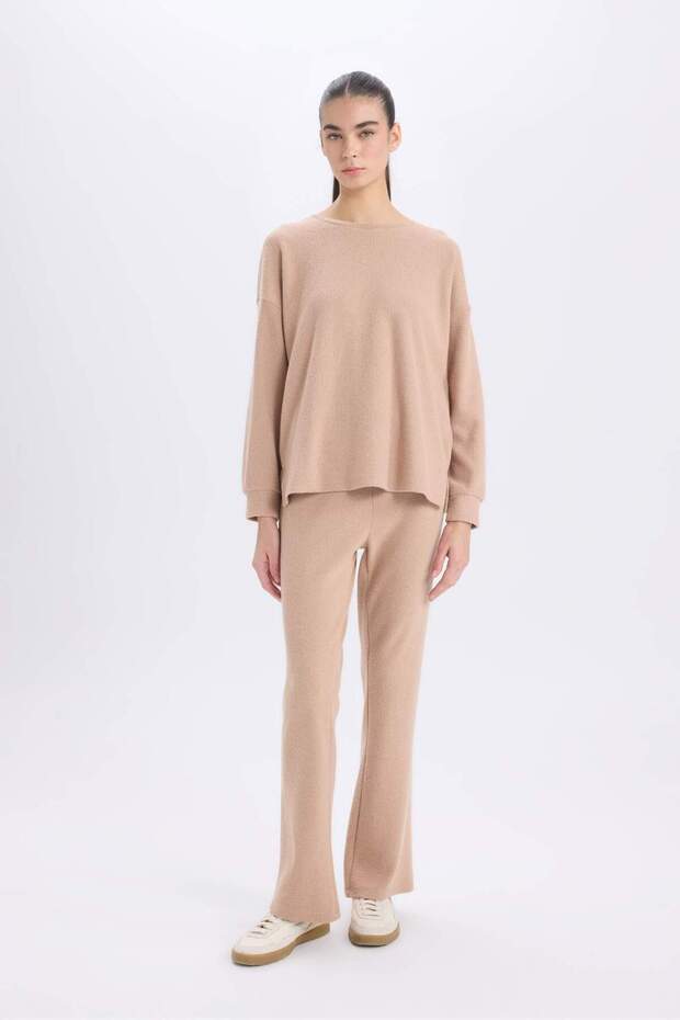 Pijama-Set, reguläre Passform, Basic, einfarbig, langärmliges Oberteil, weite, lockere Hose – Fall in Love D2259AX24WN - 1