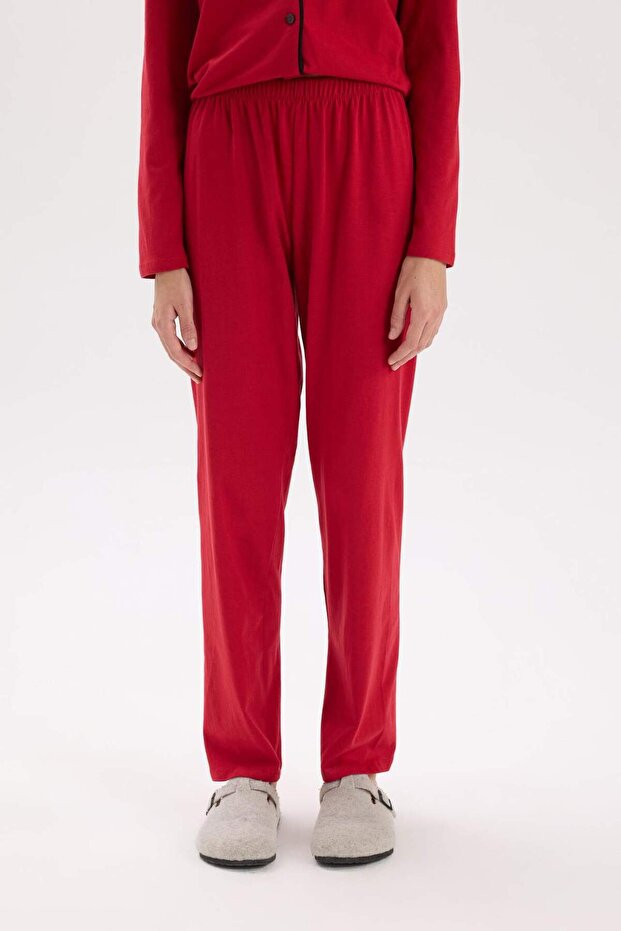 Pijama Takımı Regular Fit Uzun Kollu Üst Uzun Alt-Fall in Love E2246AXNS - 6