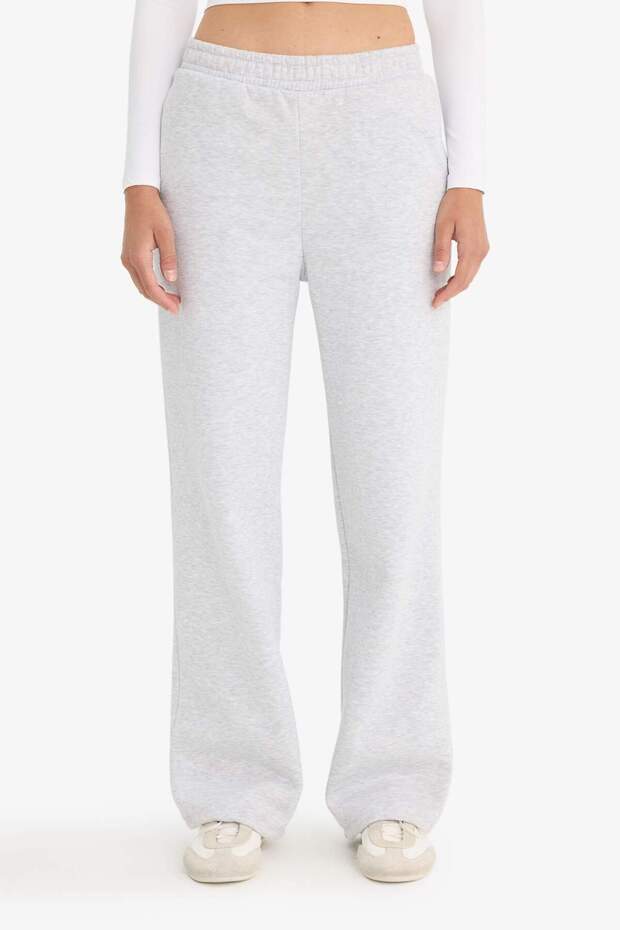 Straight Fit Kalın Eşofman Altı Beli Lastikli Cepli Yüksek Bel Basic Düz B8571AX24WN - 4