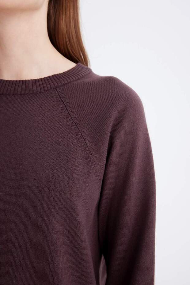 Regular Fit Bisiklet Yaka Basic Düz Triko Kazak Tunik C4474AX24AU - 4