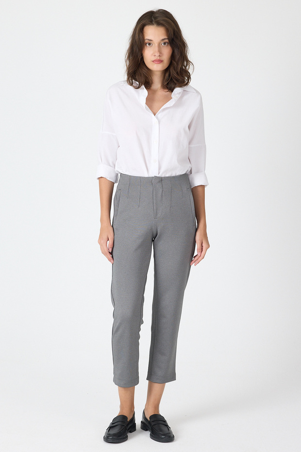 Anthracite High Waist Pencil Detailed Women's Trousers 8122A