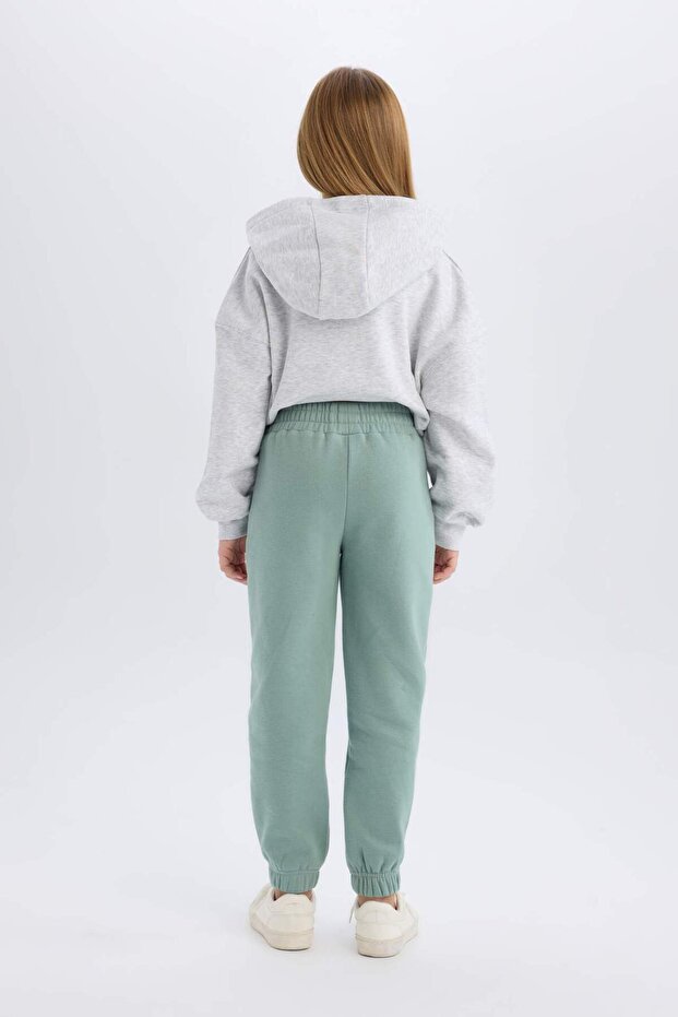 Kız Çocuk Beli Paçası Lastikli Cepli Basic Düz Jogger Eşofman Altı D3840A824WN - 6