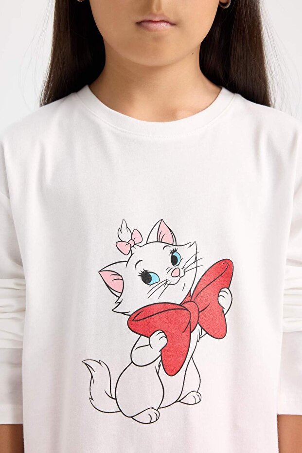 Kız Çocuk Aristocats  Pijama Takımı Uzun Kollu Üst Beli Lastikli Uzun Alt D9833A824WN - 4