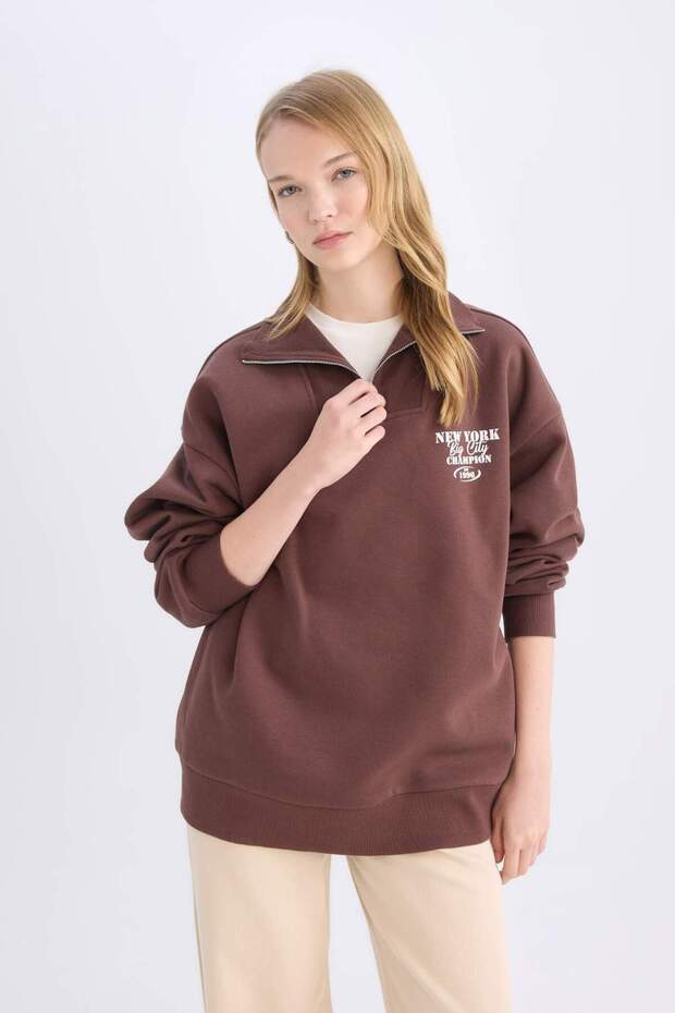 Coool Oversize Wide Fit Basic Plain Sweatshirt E2433Ax24Wn - 4