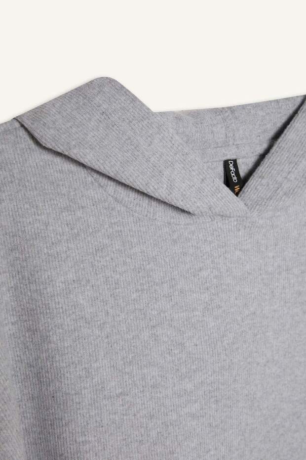 Relax Fit Kapüşonlu Basic Düz Sweatshirt E1995AX24WN - 7