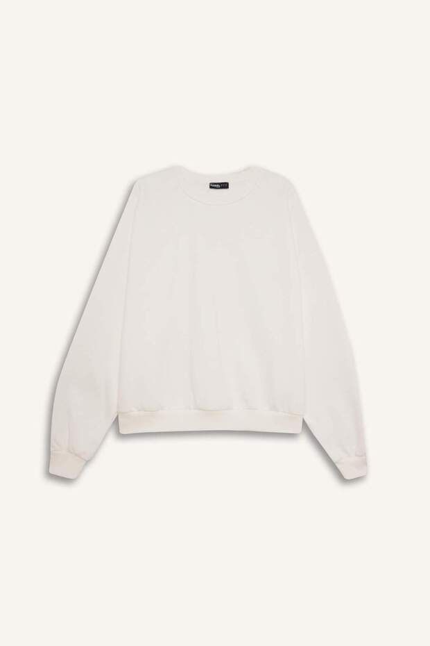 Coool Oversize Geniş Kalıp Bisiklet Yaka Basic Düz Kalın Sweatshirt D9022AXNS - 8
