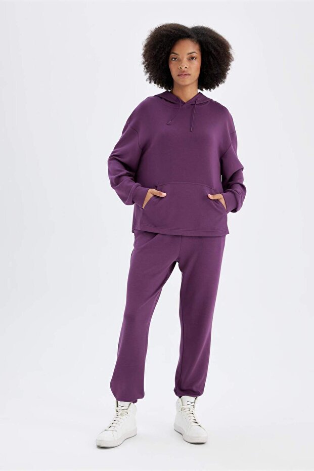 DeFactoFit Sporcu Jogger Eşofman Altı Standart Fit Modal Çift Cepli Basic Düz B1794AX24AU - 4