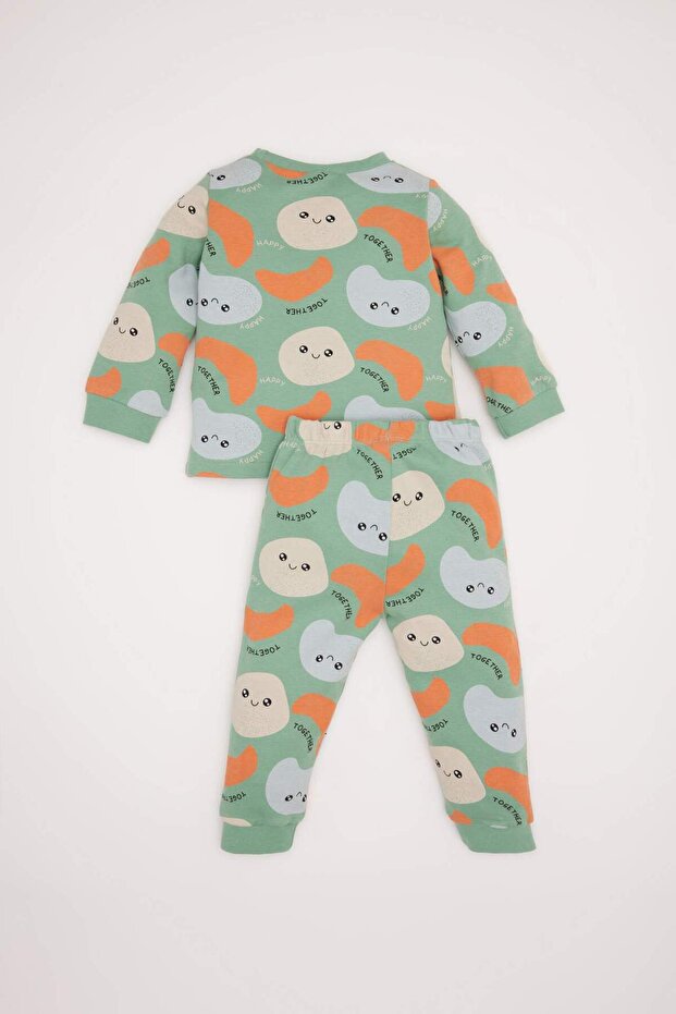 Erkek Bebek Pijama Takımı Desenli Uzun Kollu Üst Uzun Alt D8657A524WN - 5