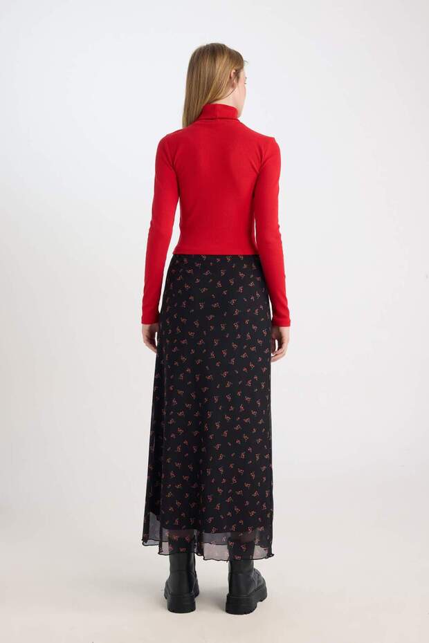Coool a Form Patterned Tulle Maxi Skirt with Normal Waist Pockets E1232Ax24Wn - 7