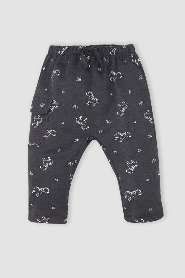 بنطال رياضي للأطفال الرضع بنقشة حمار وحشي وخصر مطاطي D4136A524WN