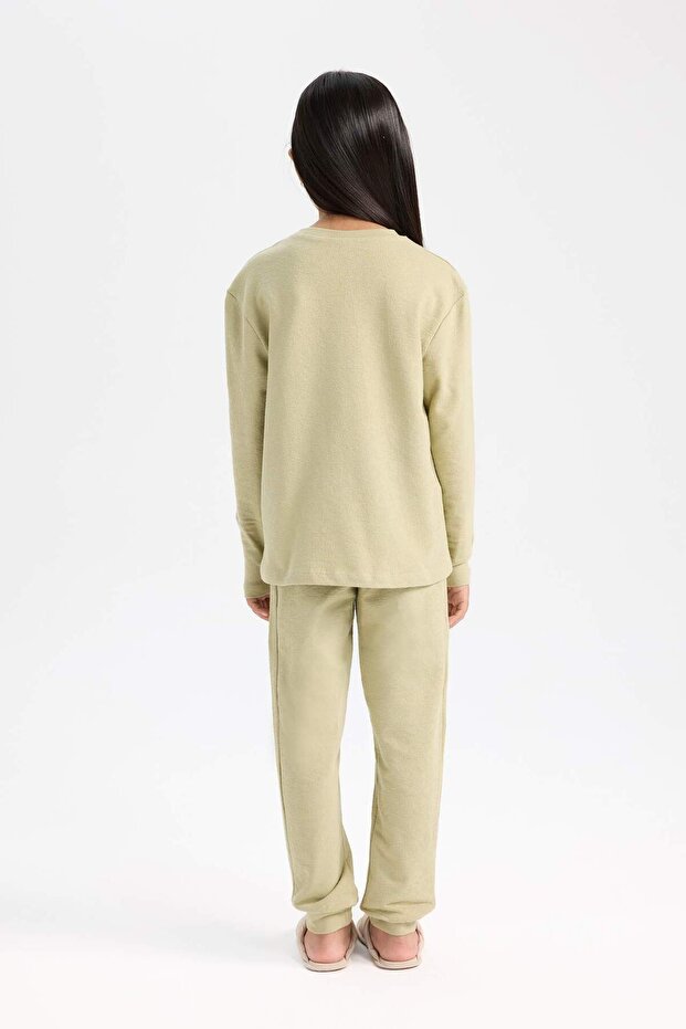 Kız Çocuk Pijama Takımı Baskılı Uzun Kollu Üst Beli Lastikli Uzun Alt D6655A824WN - 5