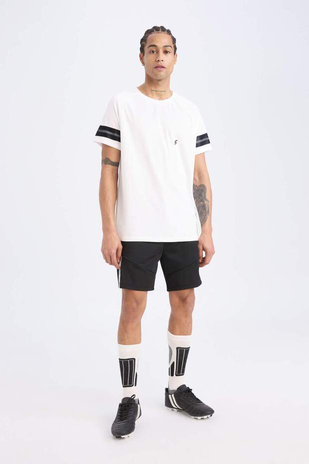 DeFactoFit Slim Fit Dar Kesim Sporcu Kısa Paça Skuba Dalgıç Kumaş Şort D0673AX24AU - 4
