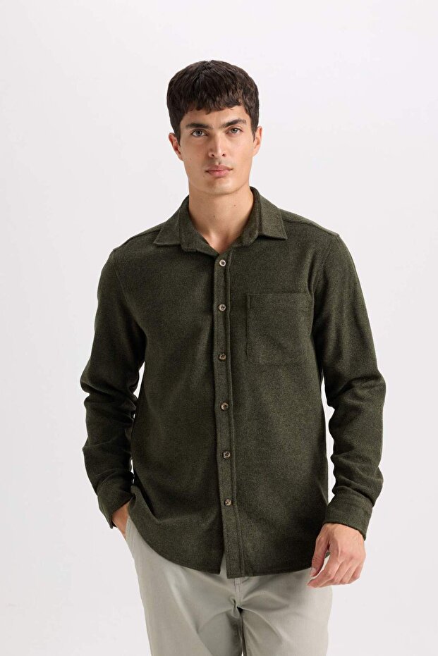 Regular Fit Oduncu Cep Detaylı Basic Düz Uzun Kollu Gömlek A5515AX24AU - 3