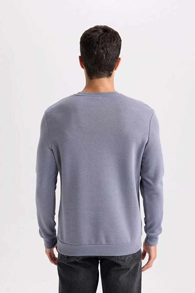 Regular Fit Bisiklet Yaka Kalın Basic Düz Sweatshirt T3777AZ24AU - 6