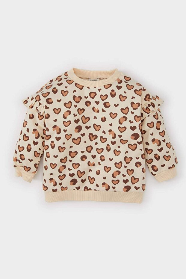 Baby Girl Crew Neck Leopard Print Soft Furry Inside Sweatshirt D7194A524Wn