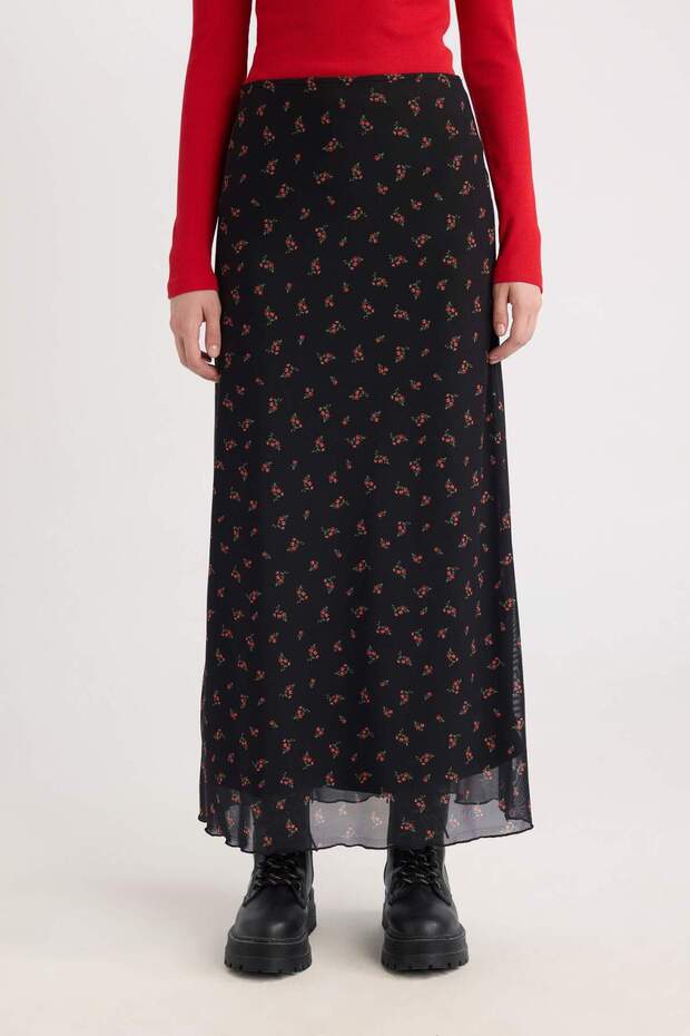 Coool a Form Patterned Tulle Maxi Skirt with Normal Waist Pockets E1232Ax24Wn - 5