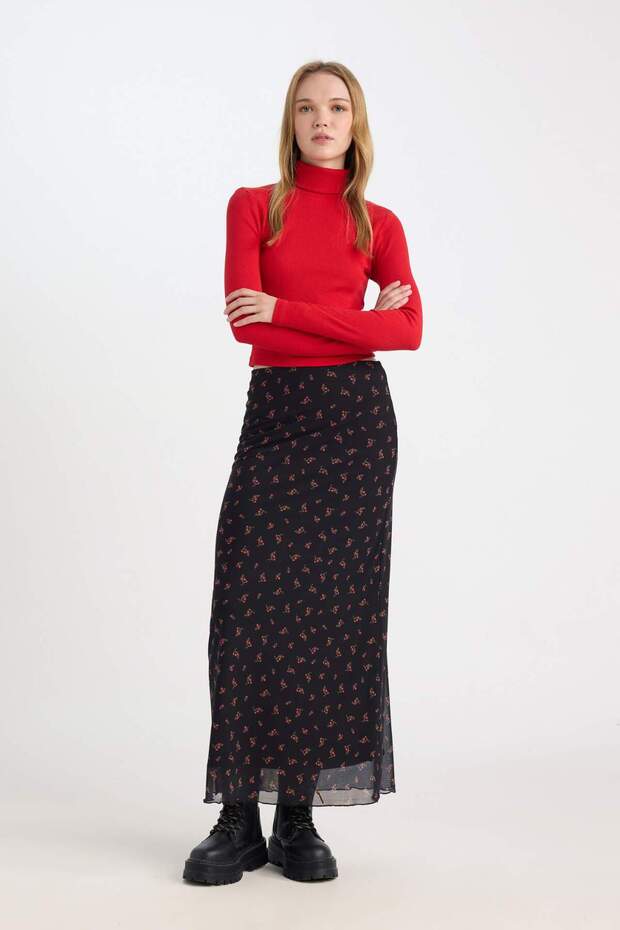 Coool a Form Patterned Tulle Maxi Skirt with Normal Waist Pockets E1232Ax24Wn - 2