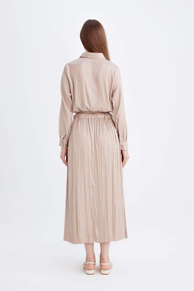 A-Linie Basic-Maxirock aus einfarbigem Satin D2139AX24WN - 6