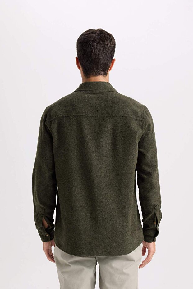 Regular Fit Oduncu Cep Detaylı Basic Düz Uzun Kollu Gömlek A5515AX24AU - 6