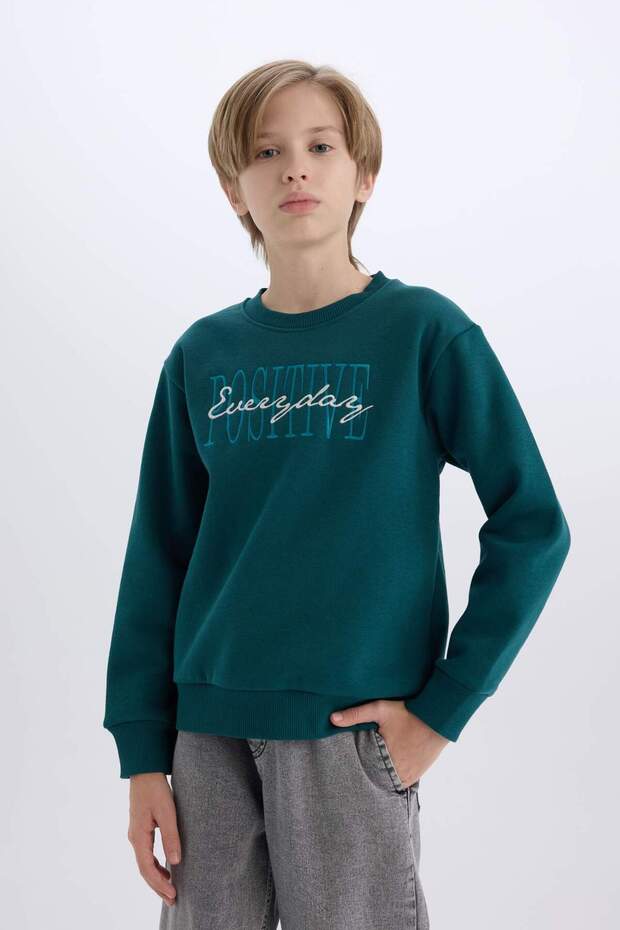 Erkek Çocuk Bisiklet Yaka Baskılı Sweatshirt D3036A824WN - 1