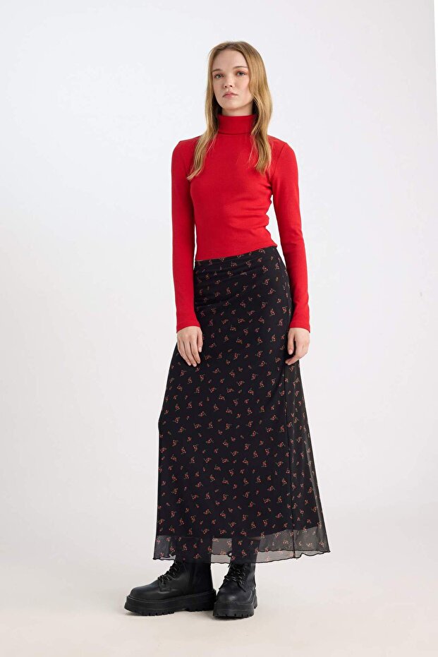Coool a Form Patterned Tulle Maxi Skirt with Normal Waist Pockets E1232Ax24Wn - 1