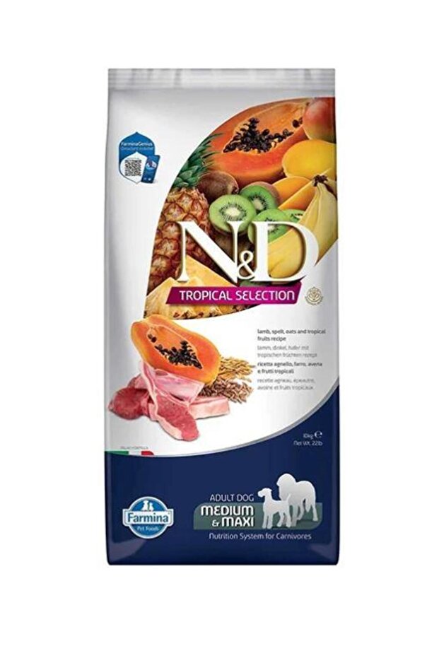 N & D Tropical Selection Kuzu Etli Orta ve Büyük Irk Yetişkin Köpek Maması 10kg