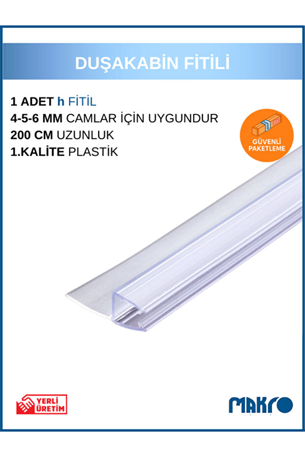 GLASSMAKRO Duşakabin Tırnaklı H Profil (h Fitil) 200 Cm