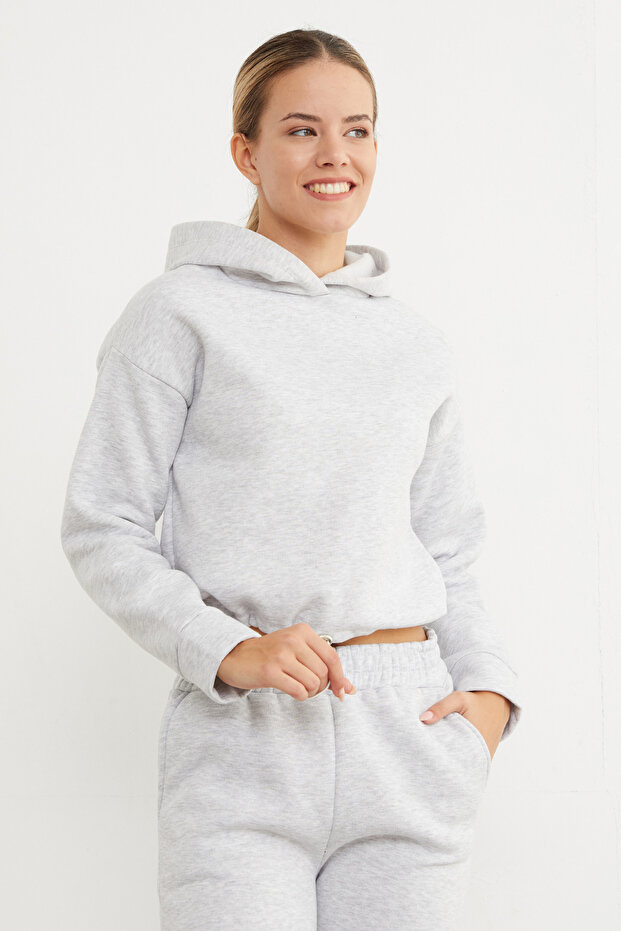 3 Thread Basic Hooded Jogger Set with Waist Stopper - 8