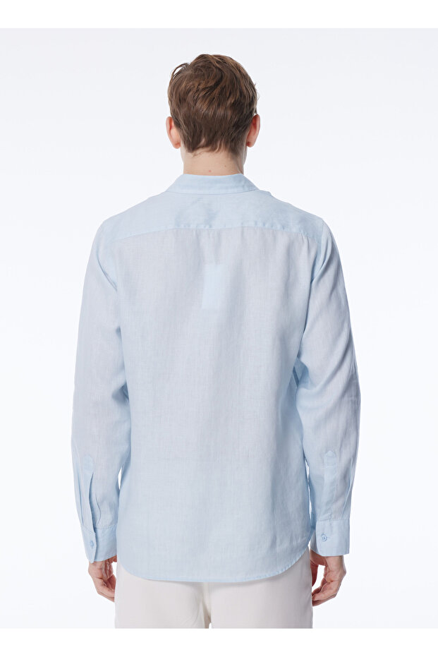 Normal Mavi Düz Erkek Gömlek M2YH44WERX0G7O7_LS ISLAND LINEN SHI - 6